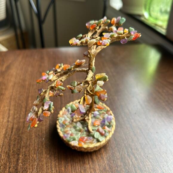 Vintage select imports brass chakra crystal stone tree bonsai - Picture 5 of 10